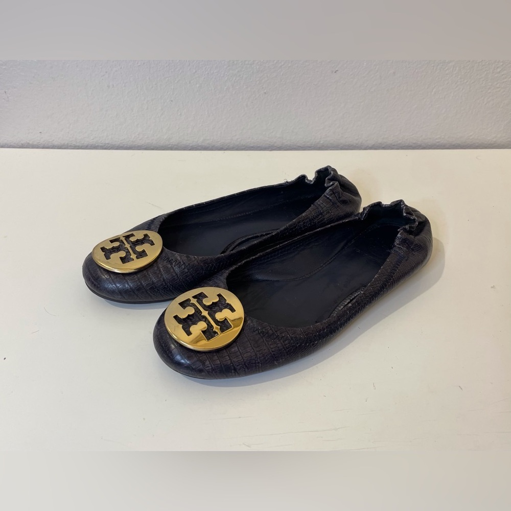 Tory Burch Women’s Python Leather Reva Flats Shoe… - image 1